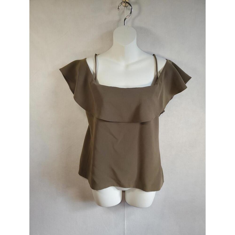 Theory Top Women's 6 Ayleen T Maxyne Spaghetti Strap Juniper Green Crepe